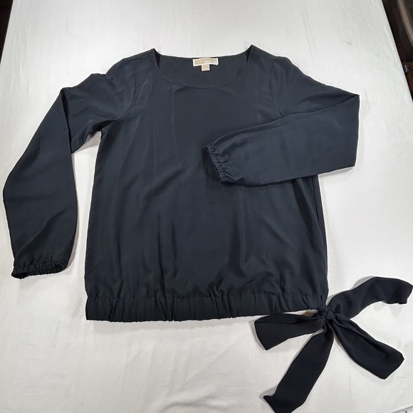Michael Kors Tops - Michael Kors Top Shirt Womens S Black Tie Front Bottom Long Sleeves Classic